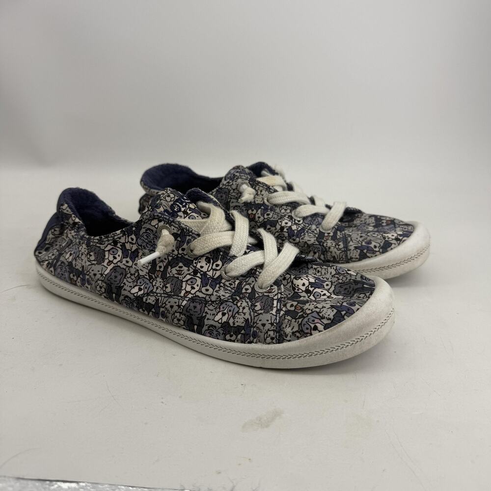 Skechers BOBS Shoes Womens 8.5 Multicolor Dog Print Lace Up Memory Foam SN113579